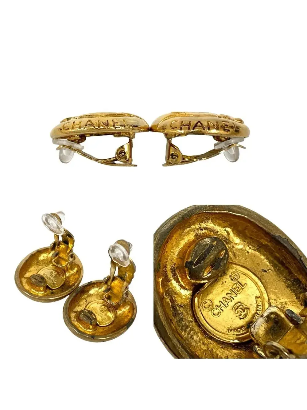Chanel Vintage Earrings Gold-Tone Metal #215642C59B
